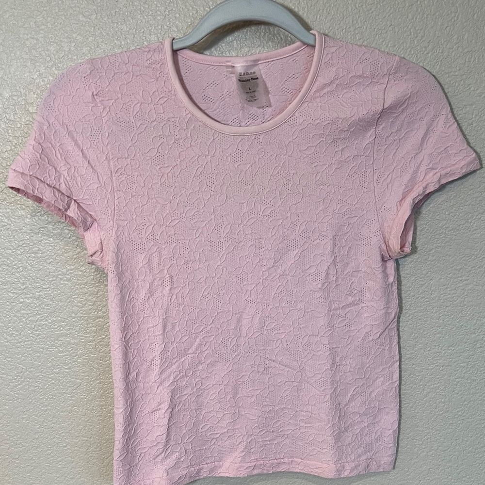 Sunday Best Pink Lace Short Sleeve Tee